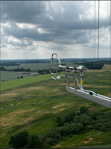 Part of a measuring station with fields in the background