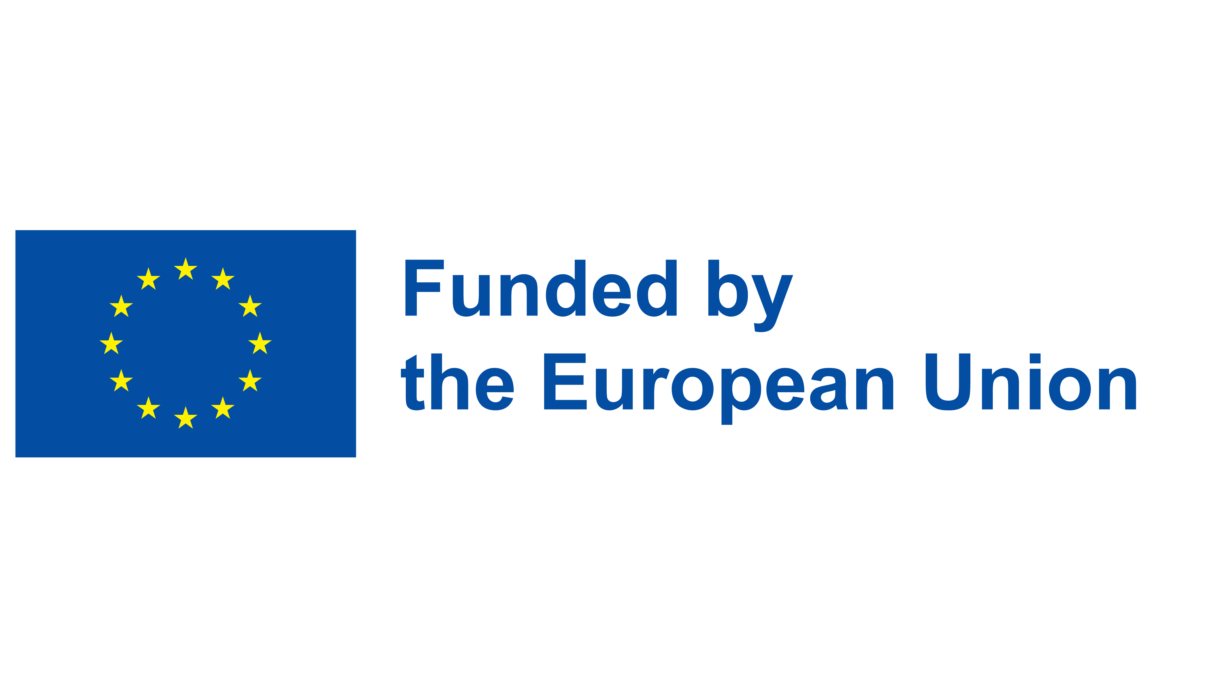 Flag of the European Union and text saying: 'Funded by the European Union'
